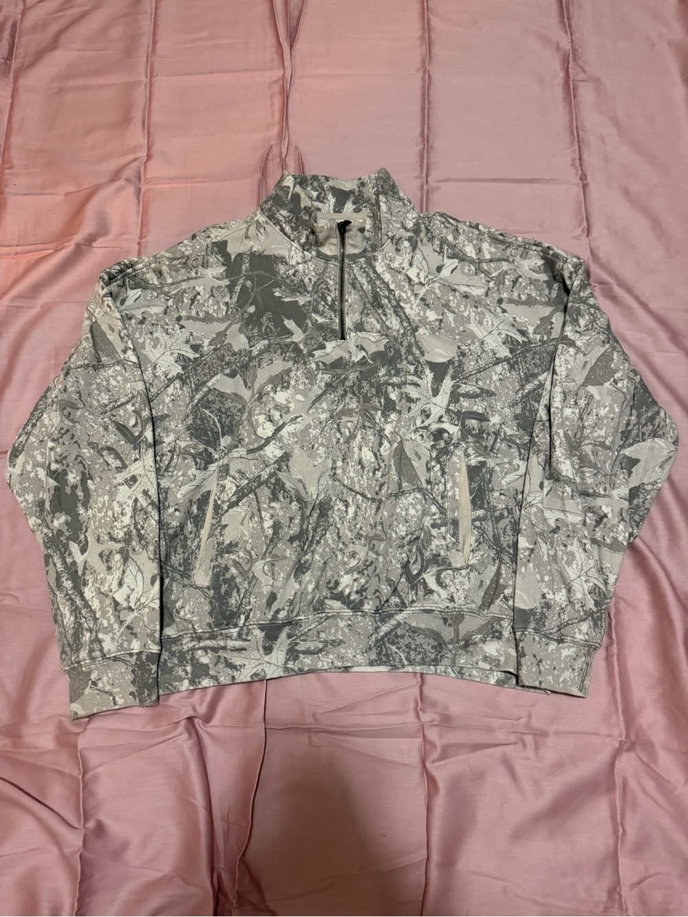 Aeropostale Gray & White Camo Quarter-Zip Pullover